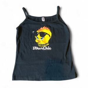 Y2K Biker Chick Graphic Tank Black Mad Baby Chick XL